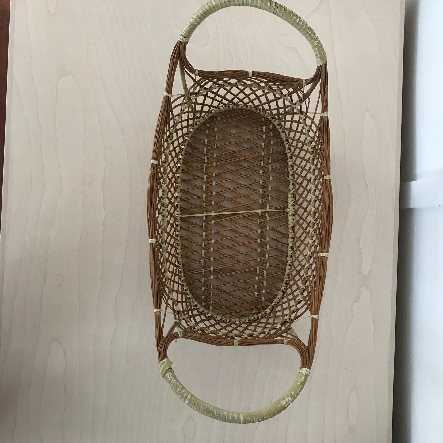 Vintage Open Weave Oblong Basket
