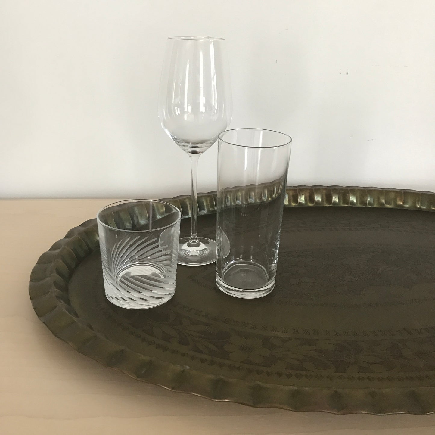 Large Mid Century Brass Tray