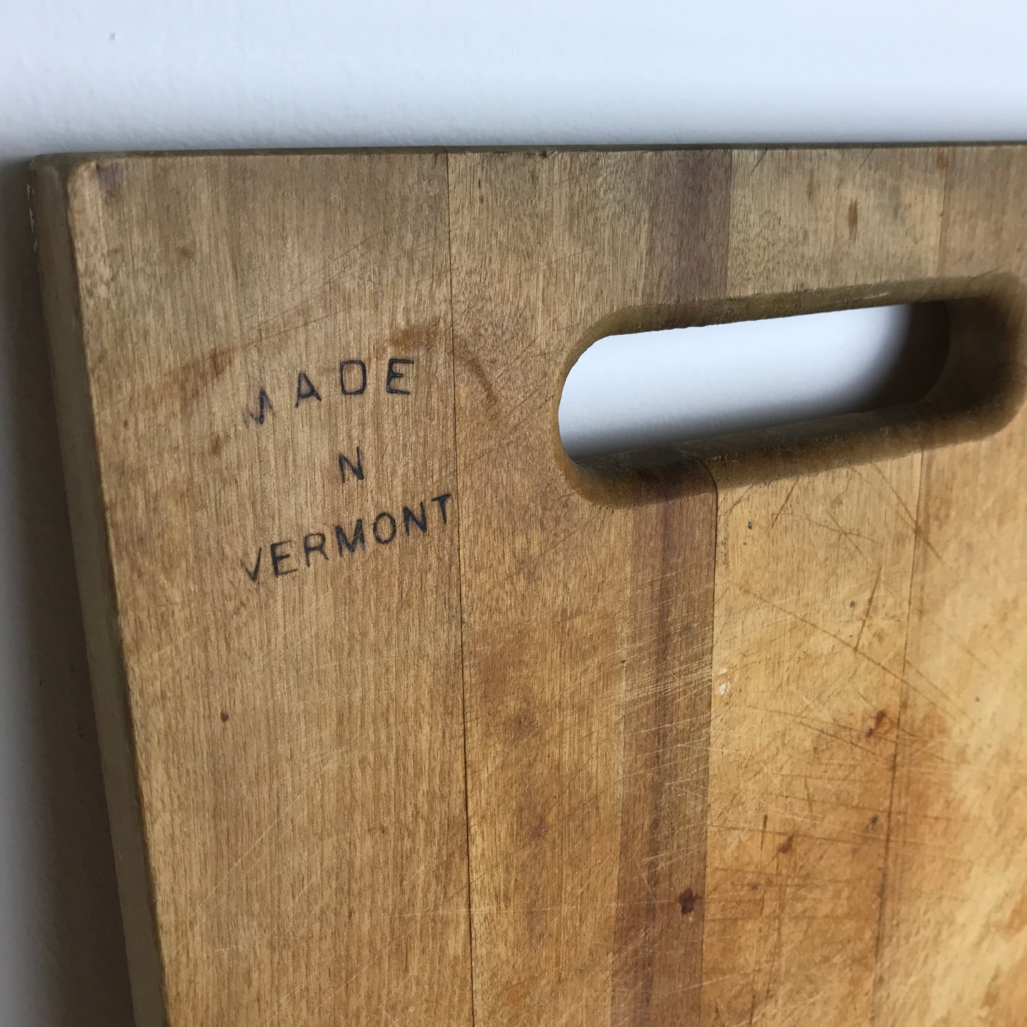 Vintage Thick Wood Cutting Board with Cutout Handle