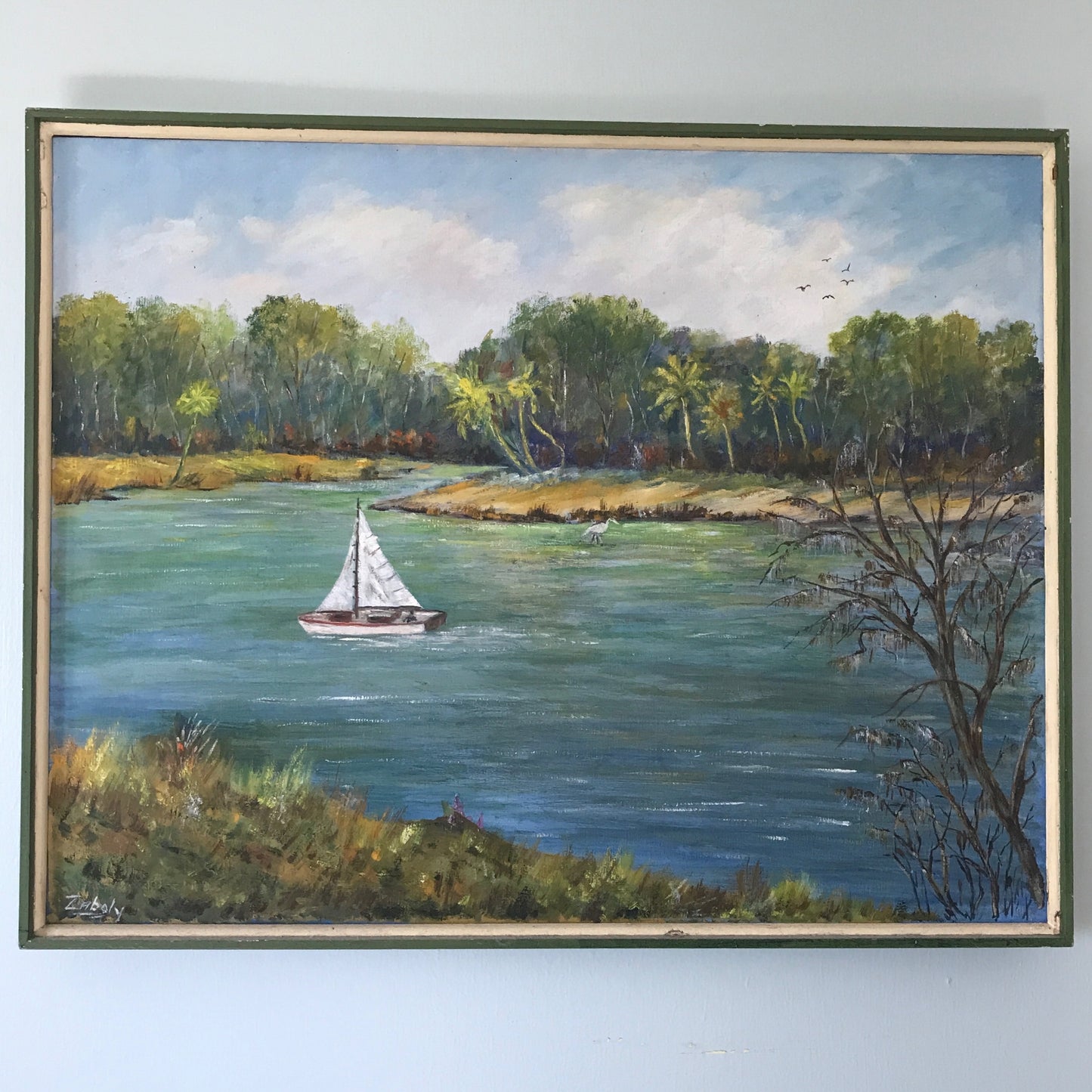Vintage Florida Landscape Oil Painting on canvas