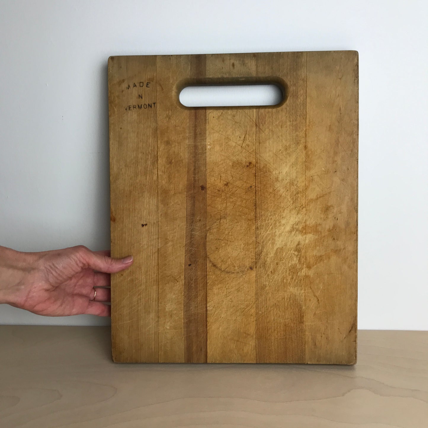 Vintage Thick Wood Cutting Board with Cutout Handle