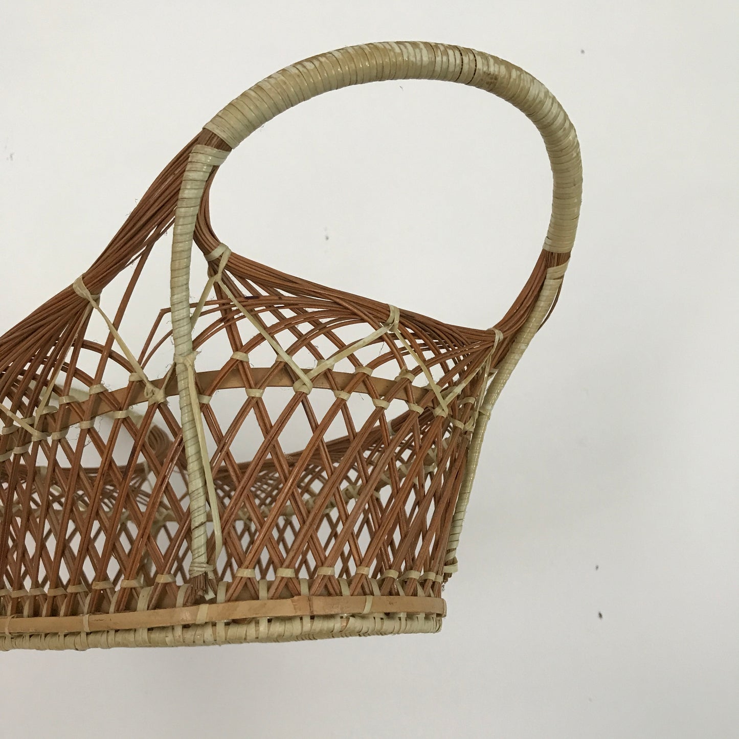 Vintage Open Weave Oblong Basket