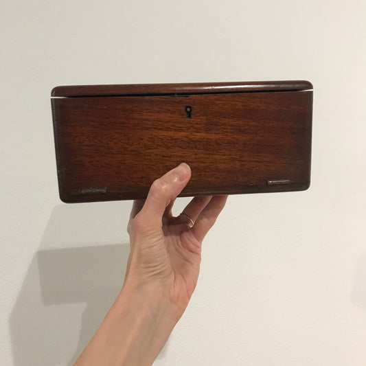 Antique Victorian Microscope Slide Keeper Wooden Box with Inserts