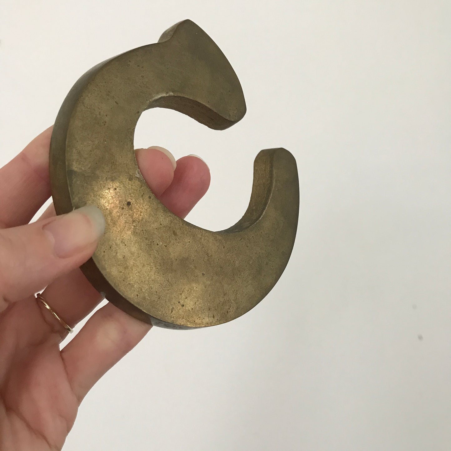 Vintage Solid Brass C Paperweight