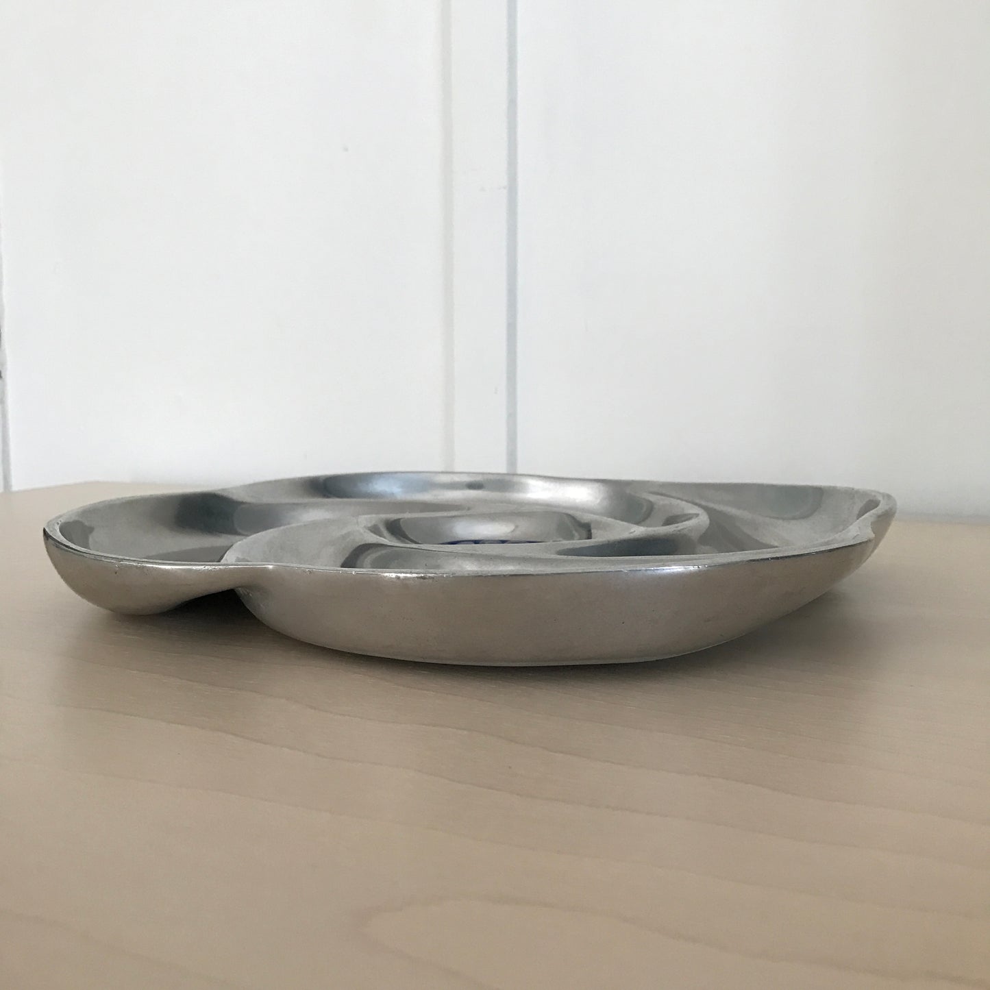 Vintage Handcrafted Serving Platter with Tile Inset