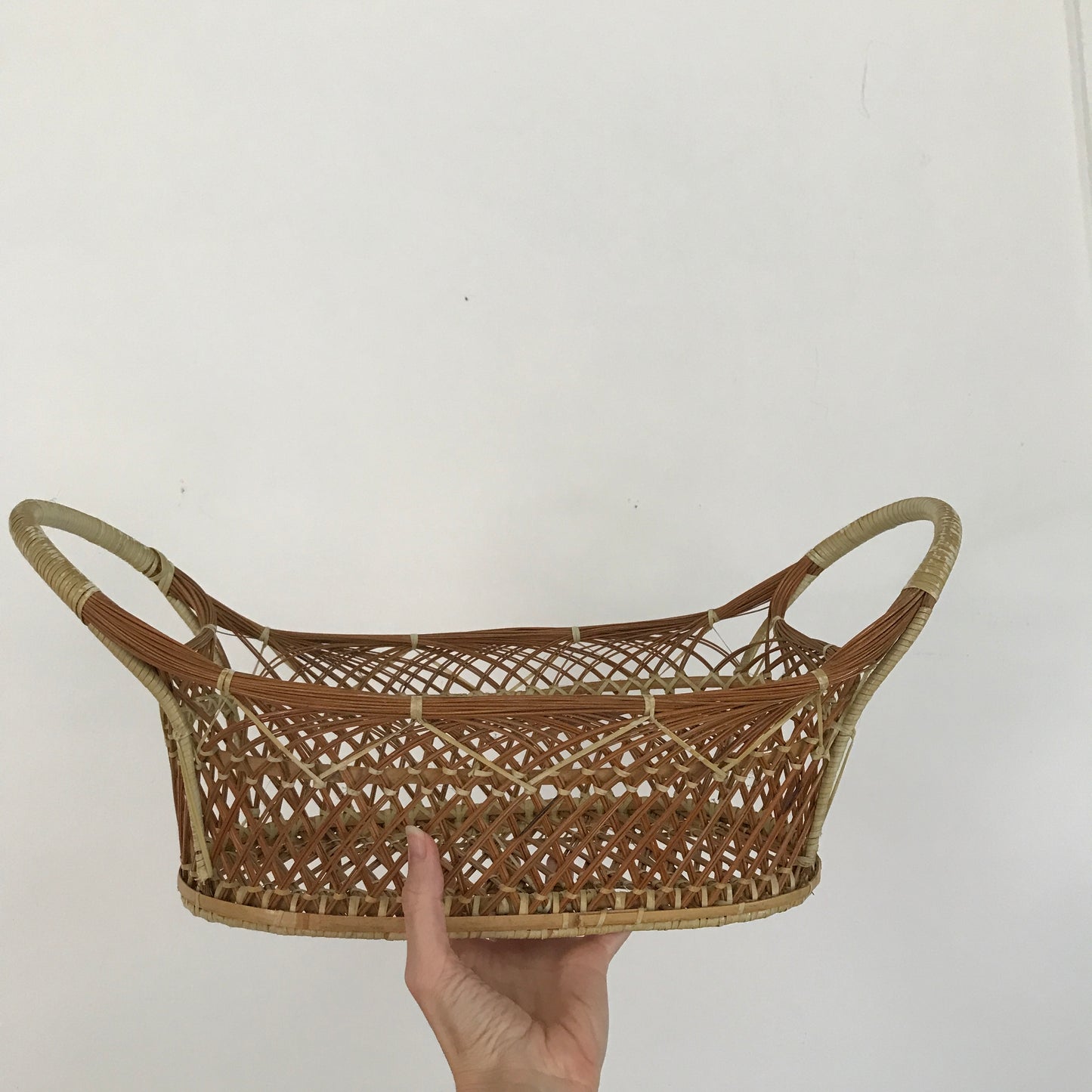 Vintage Open Weave Oblong Basket
