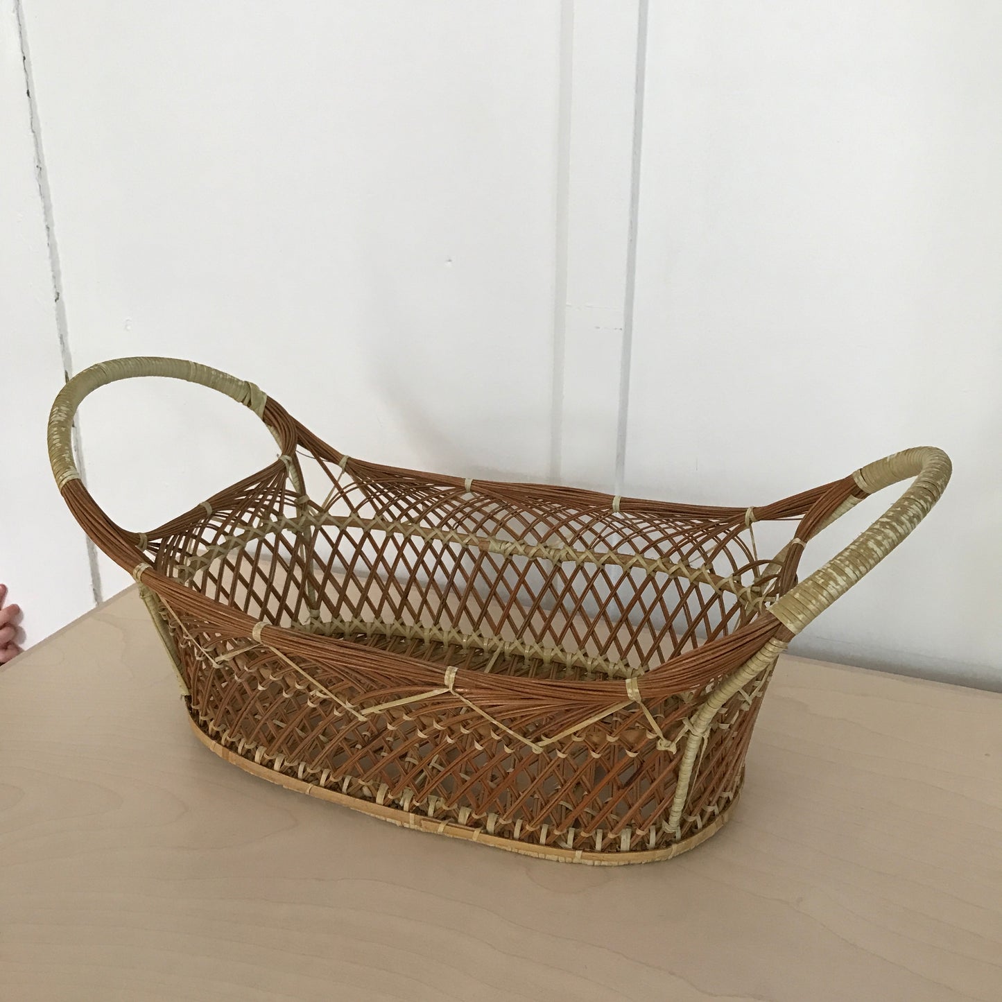 Vintage Open Weave Oblong Basket