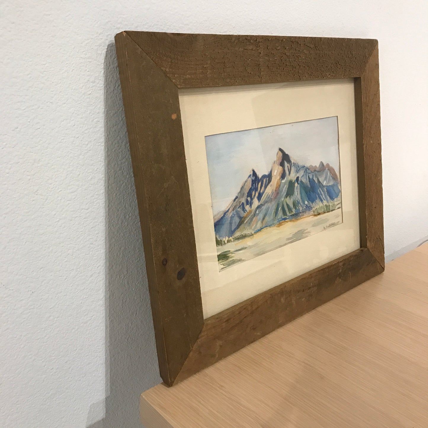 Vintage Framed Mountain Landscape Painting by M. Sullivan