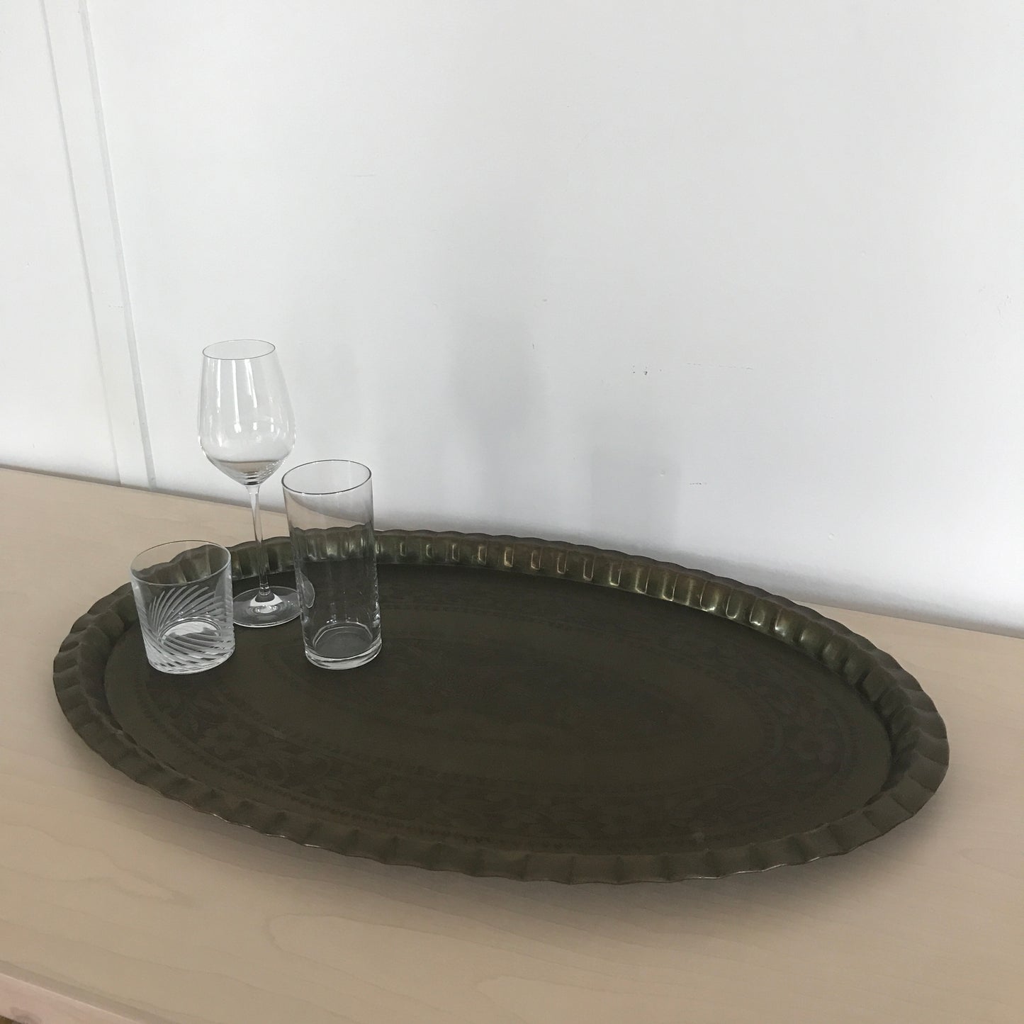 Large Mid Century Brass Tray
