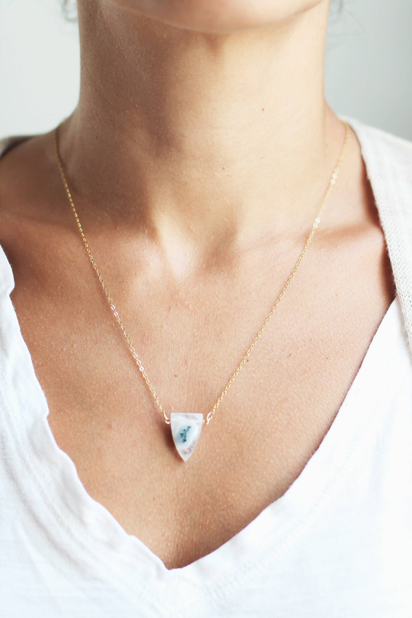 Triangle Spear Solar Quartz Necklace