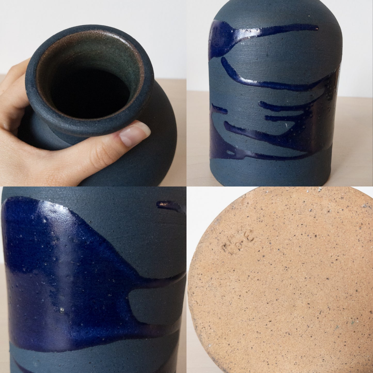 Vintage studio pottery stoneware drip glaze vase