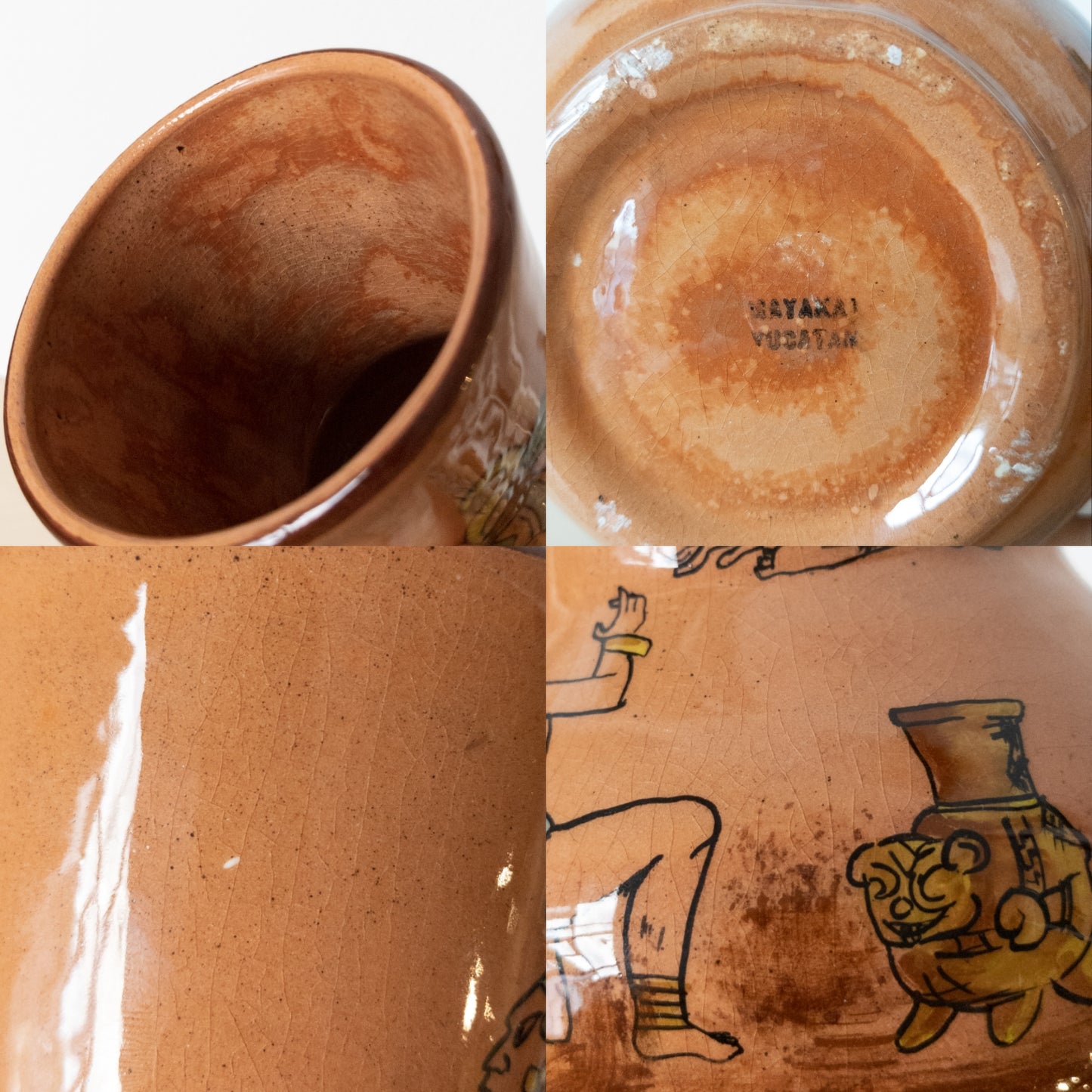 Vintage 1980s Mexican Glazed Terra-cotta Vase