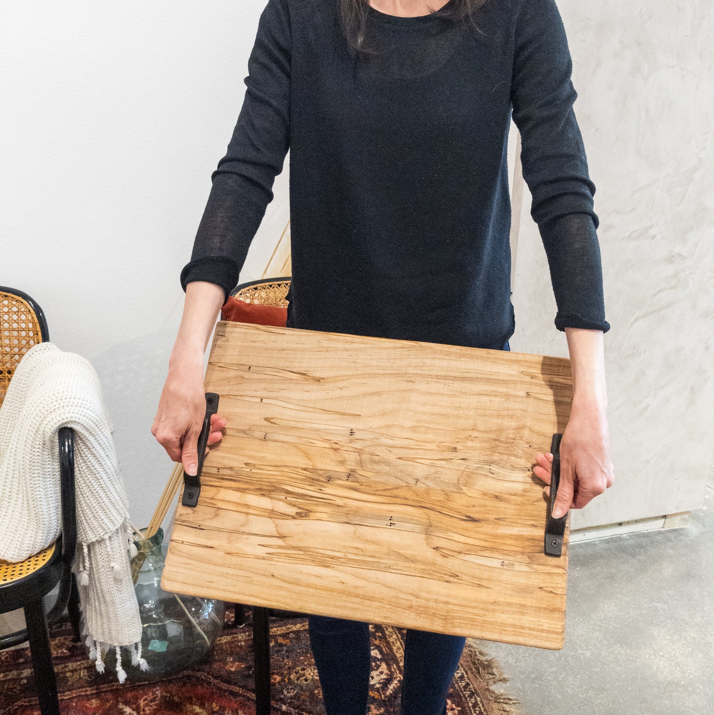 Ambrosia Maple Board with Two Iron Handles