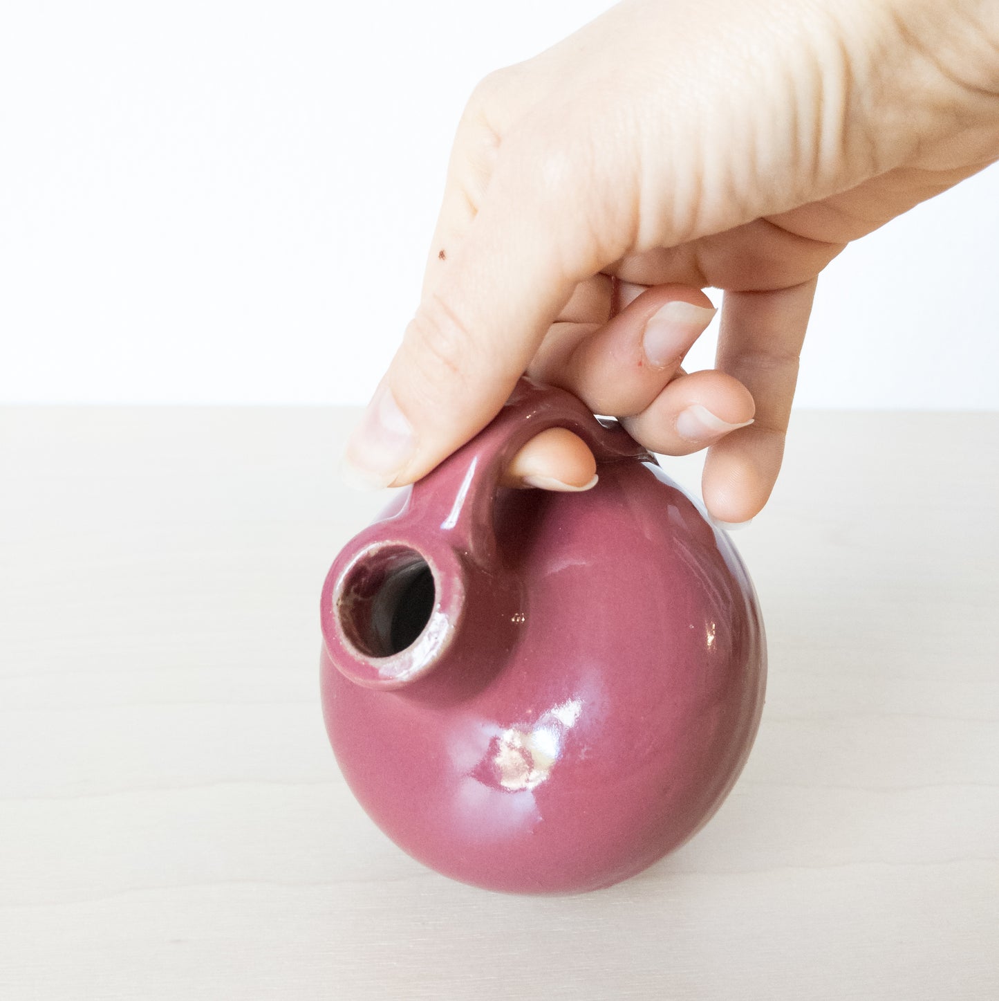 Vintage Glazed Stoneware Mauve Mini Jug