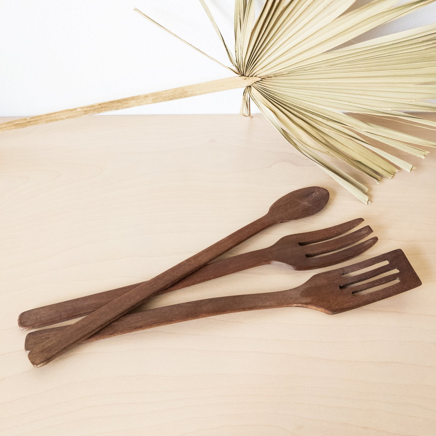 Vintage Handcrafted Wooden Kitchen Utensils Set
