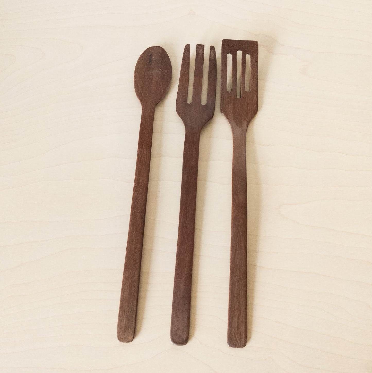Vintage Handcrafted Wooden Kitchen Utensils Set