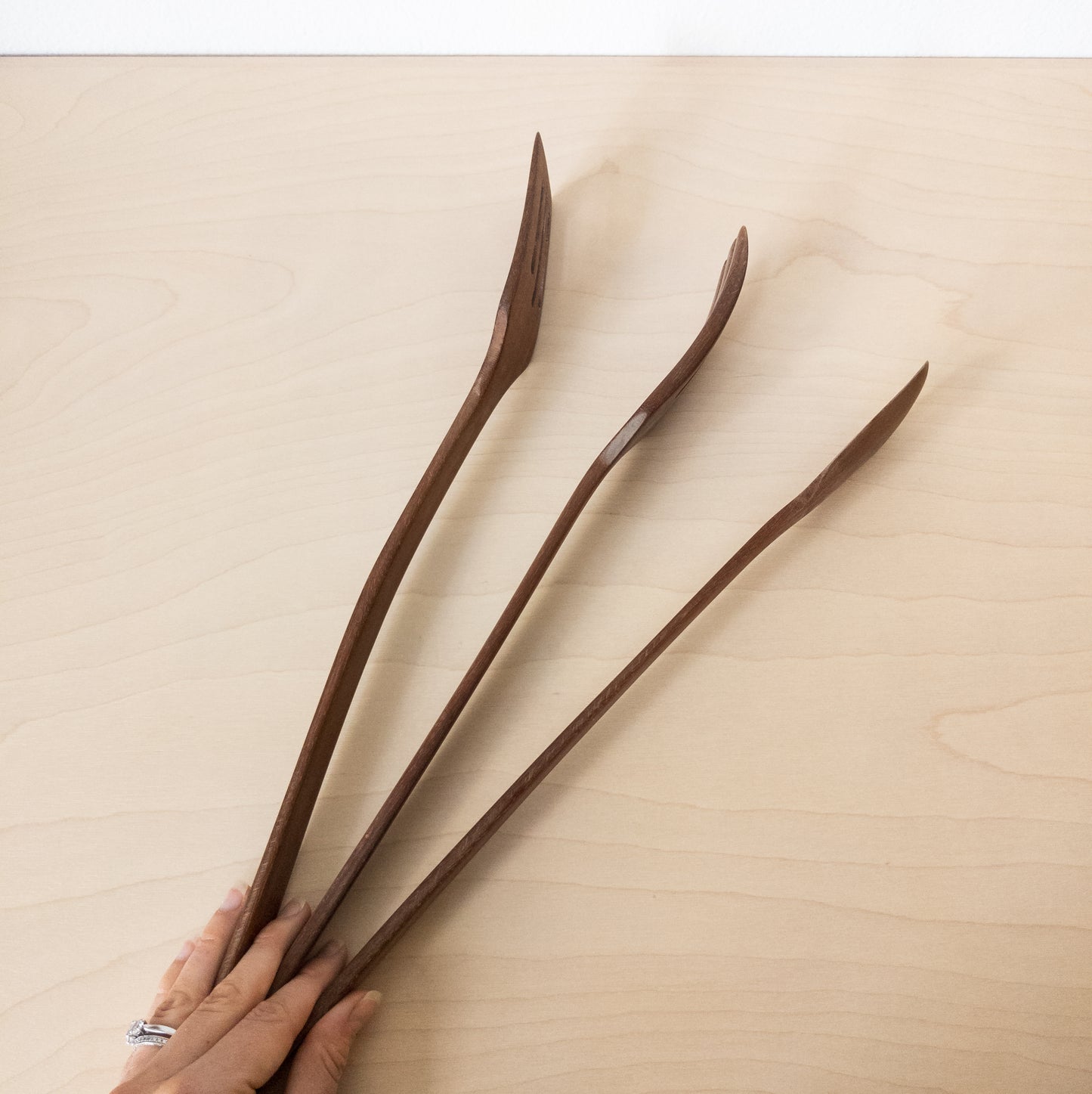 Vintage Handcrafted Wooden Kitchen Utensils Set