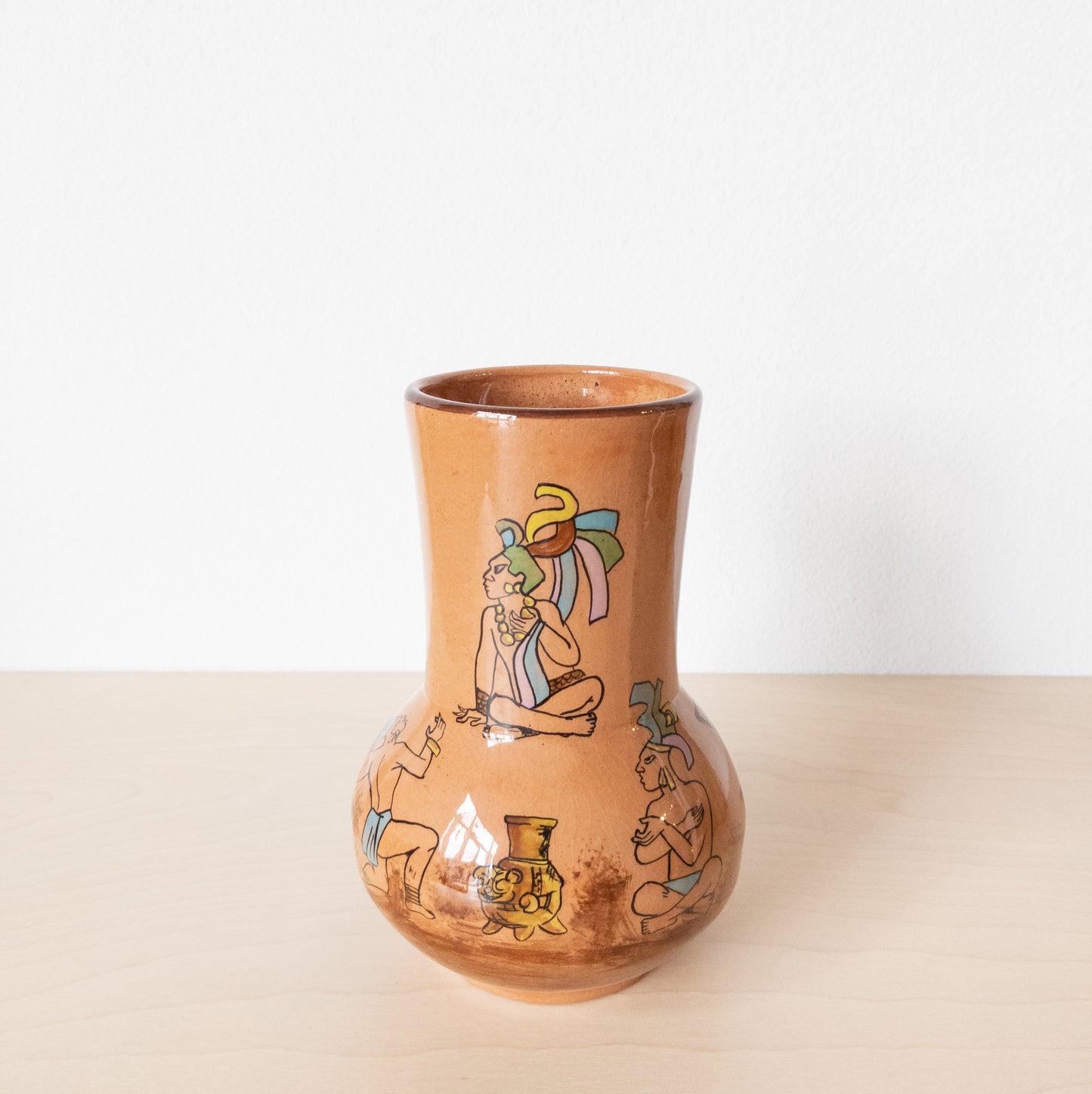 Vintage 1980s Mexican Glazed Terra-cotta Vase