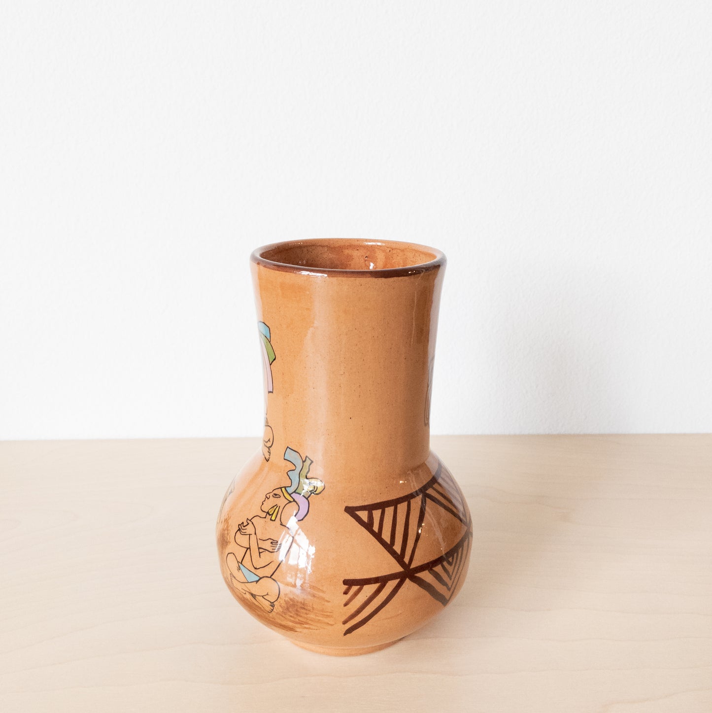 Vintage 1980s Mexican Glazed Terra-cotta Vase