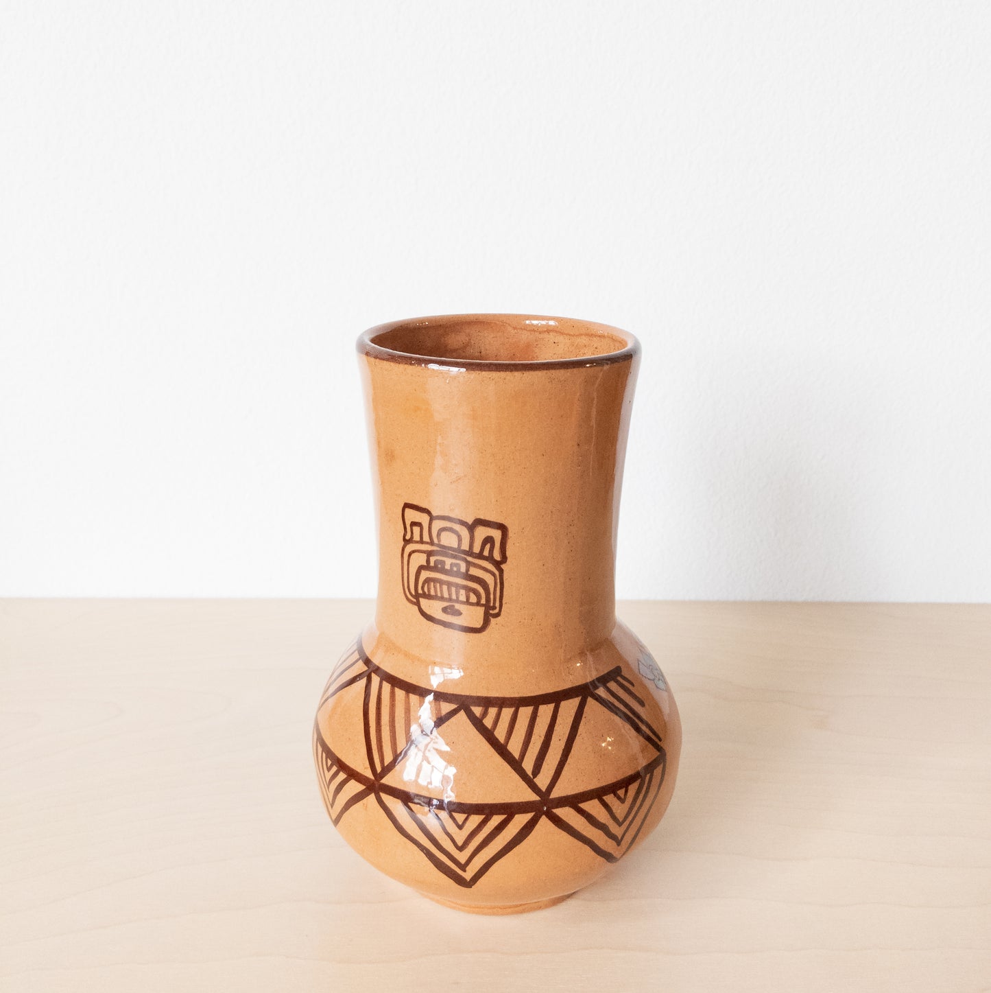 Vintage 1980s Mexican Glazed Terra-cotta Vase