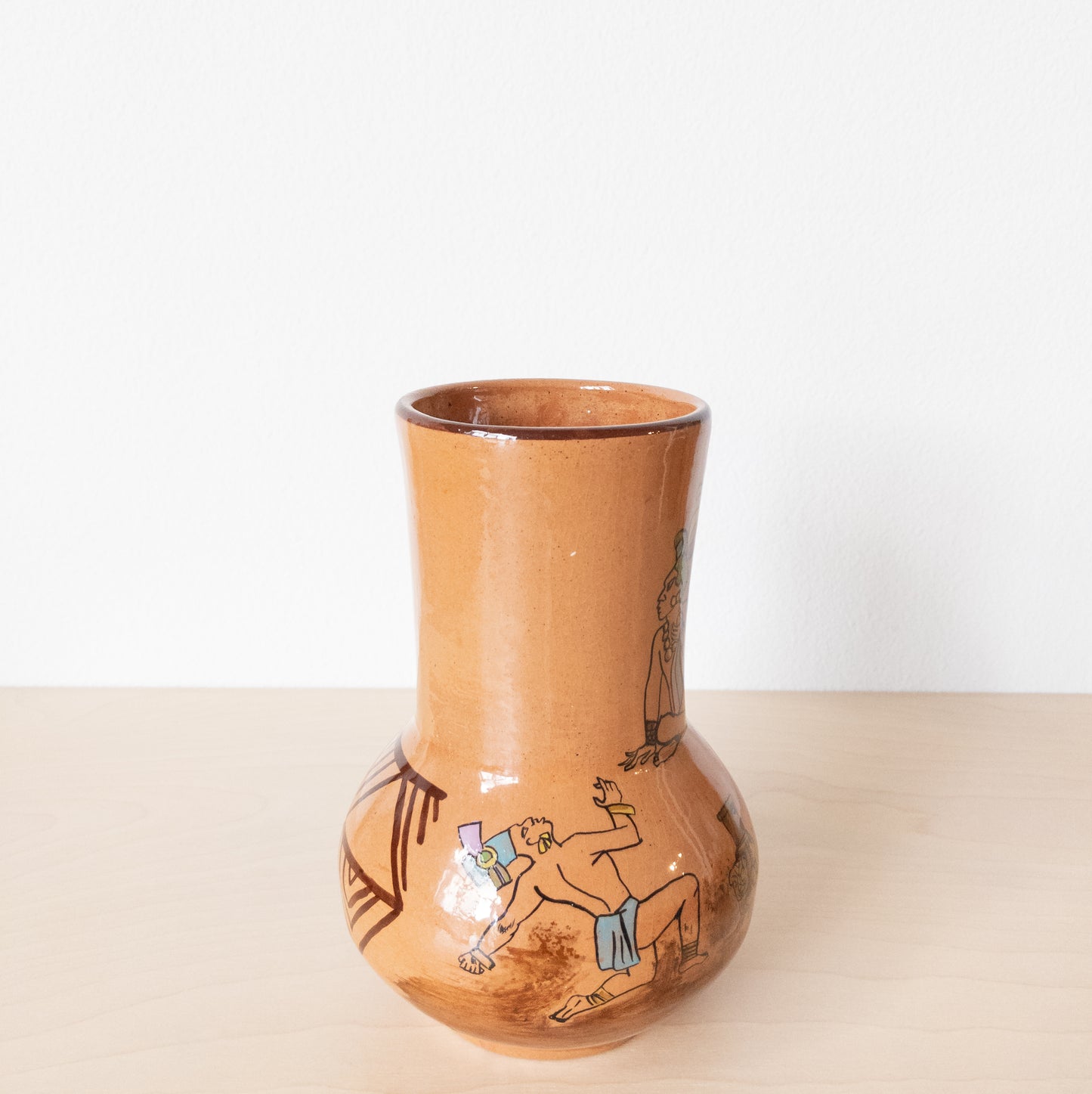 Vintage 1980s Mexican Glazed Terra-cotta Vase