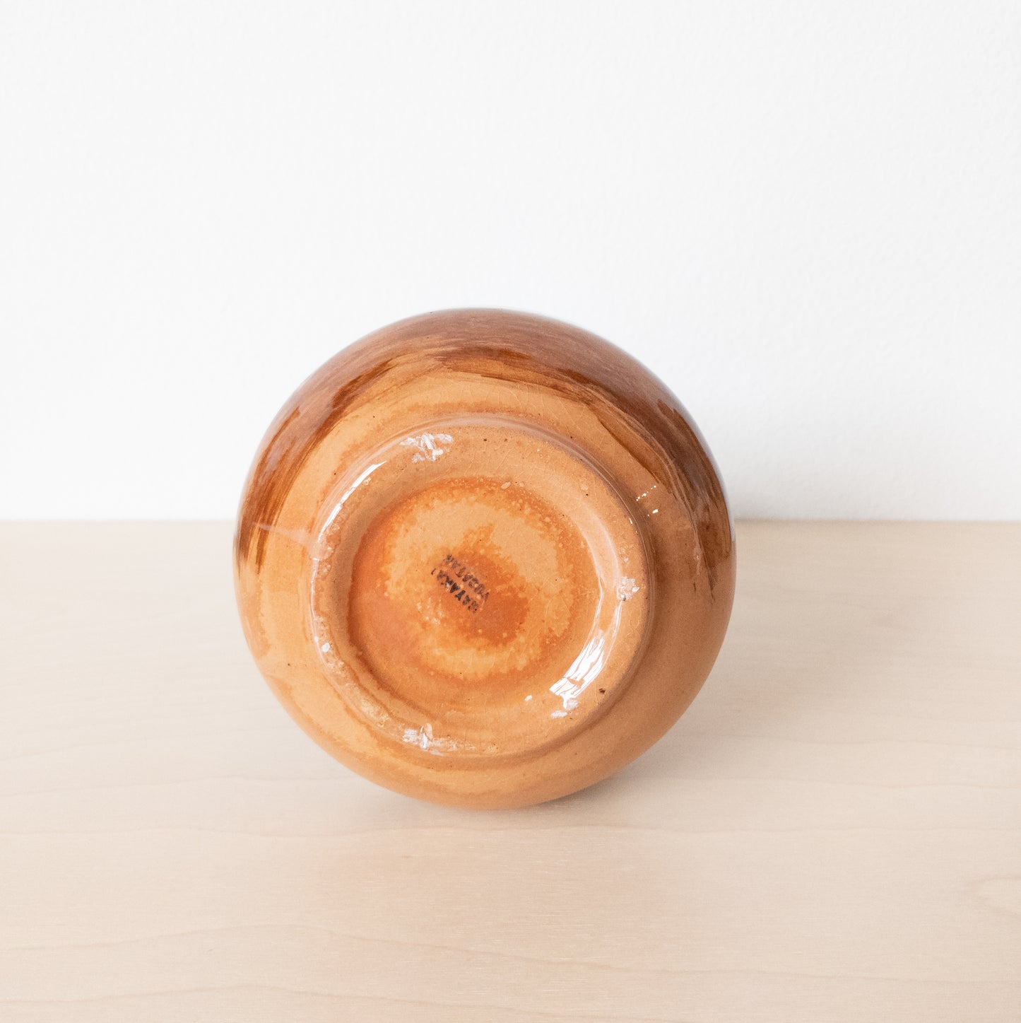 Vintage 1980s Mexican Glazed Terra-cotta Vase