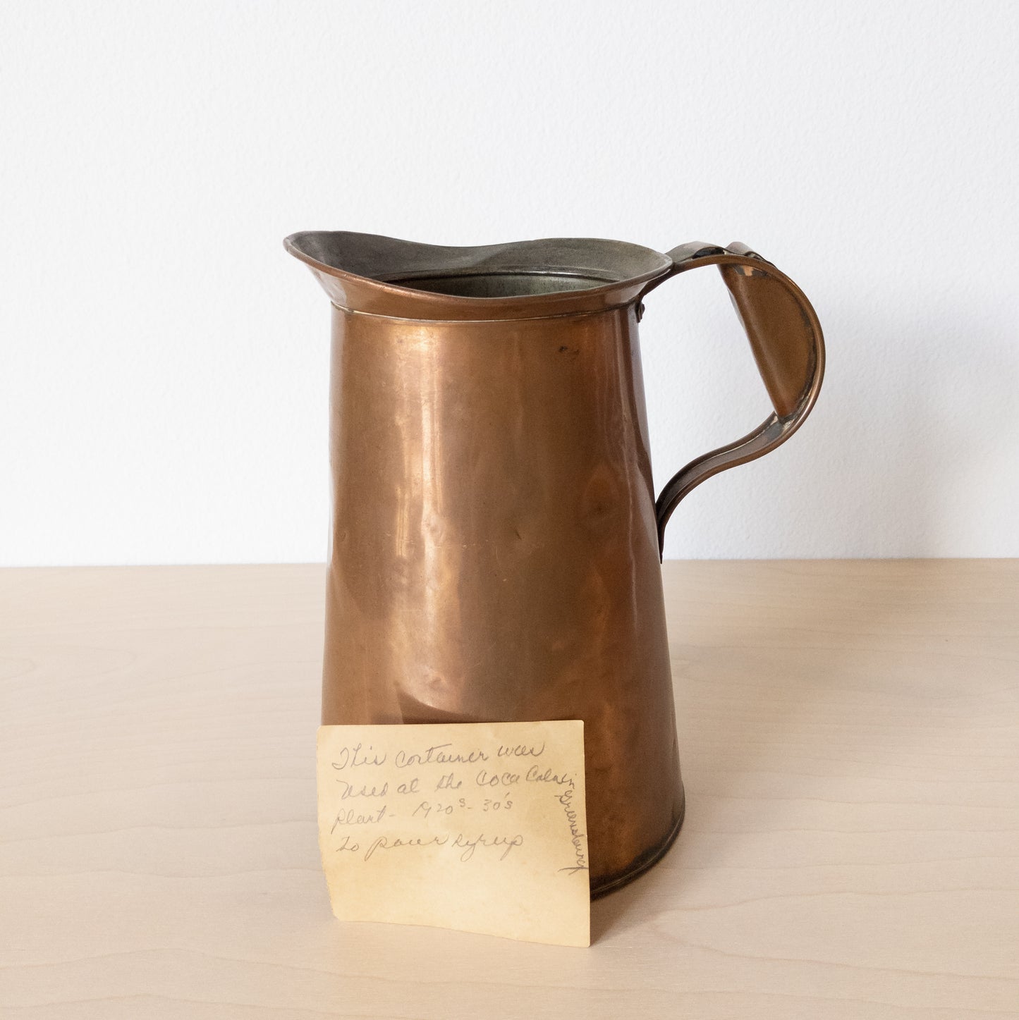 Antique Copper Pitcher from Coca-Cola Plant