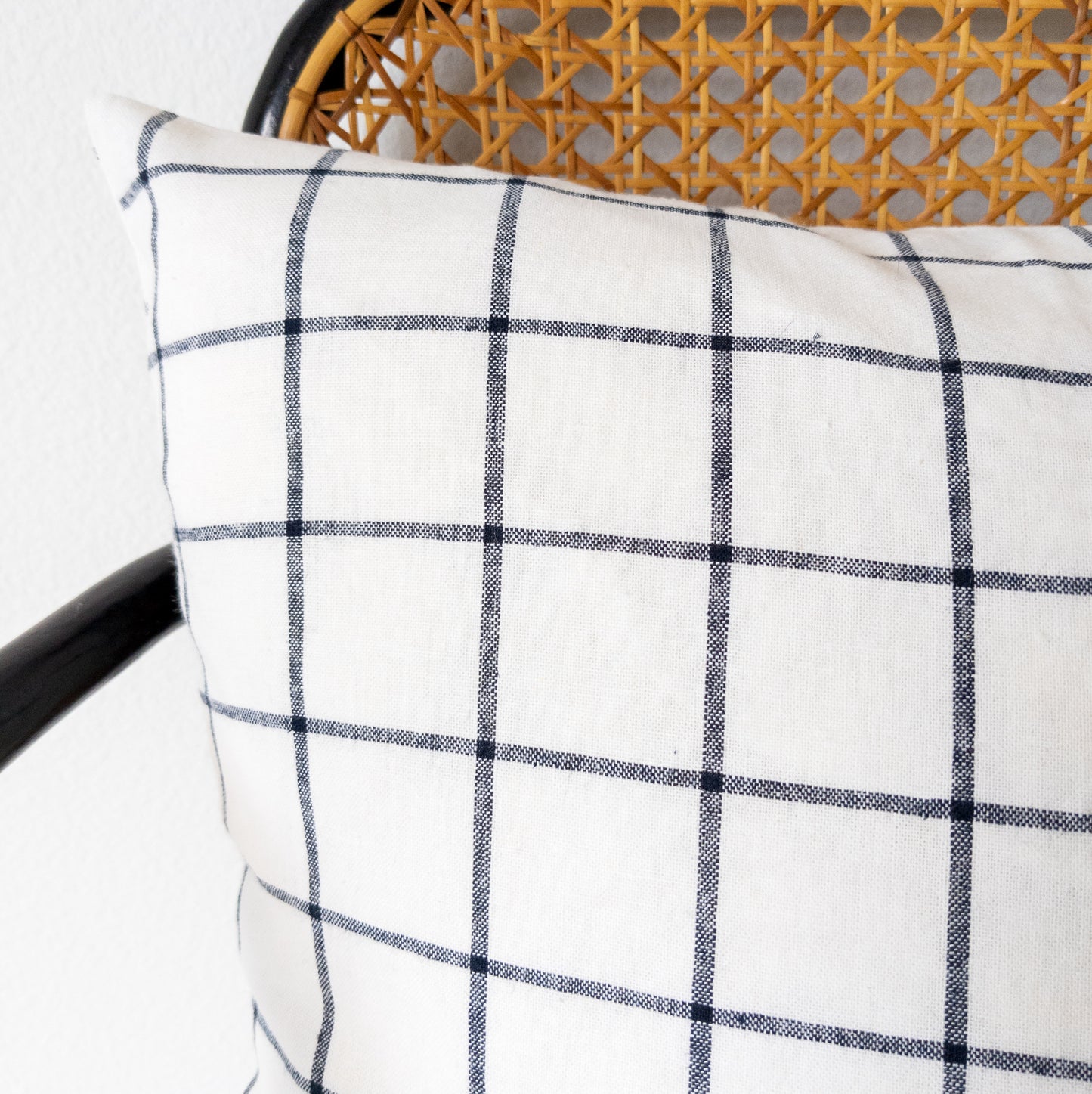 Ivory Black Check Pillow Cover