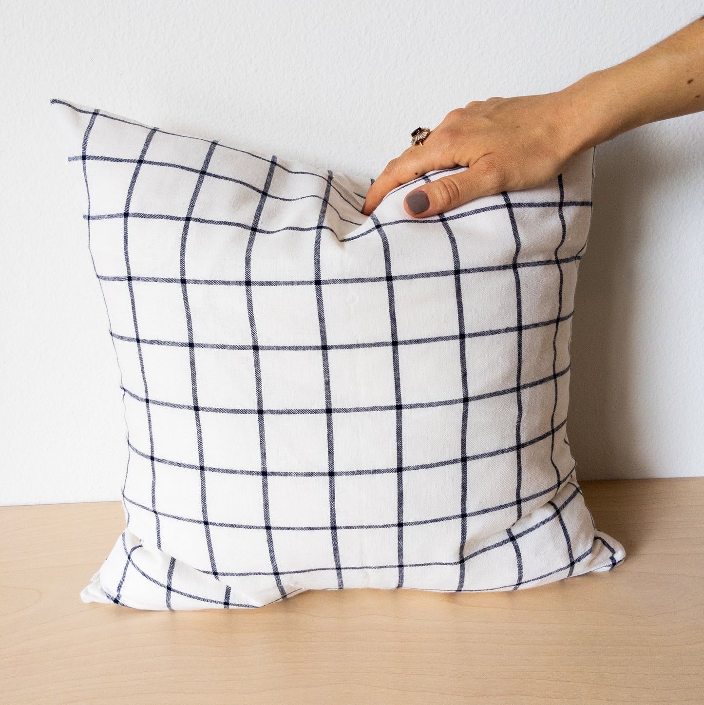 Ivory Black Check Pillow Cover