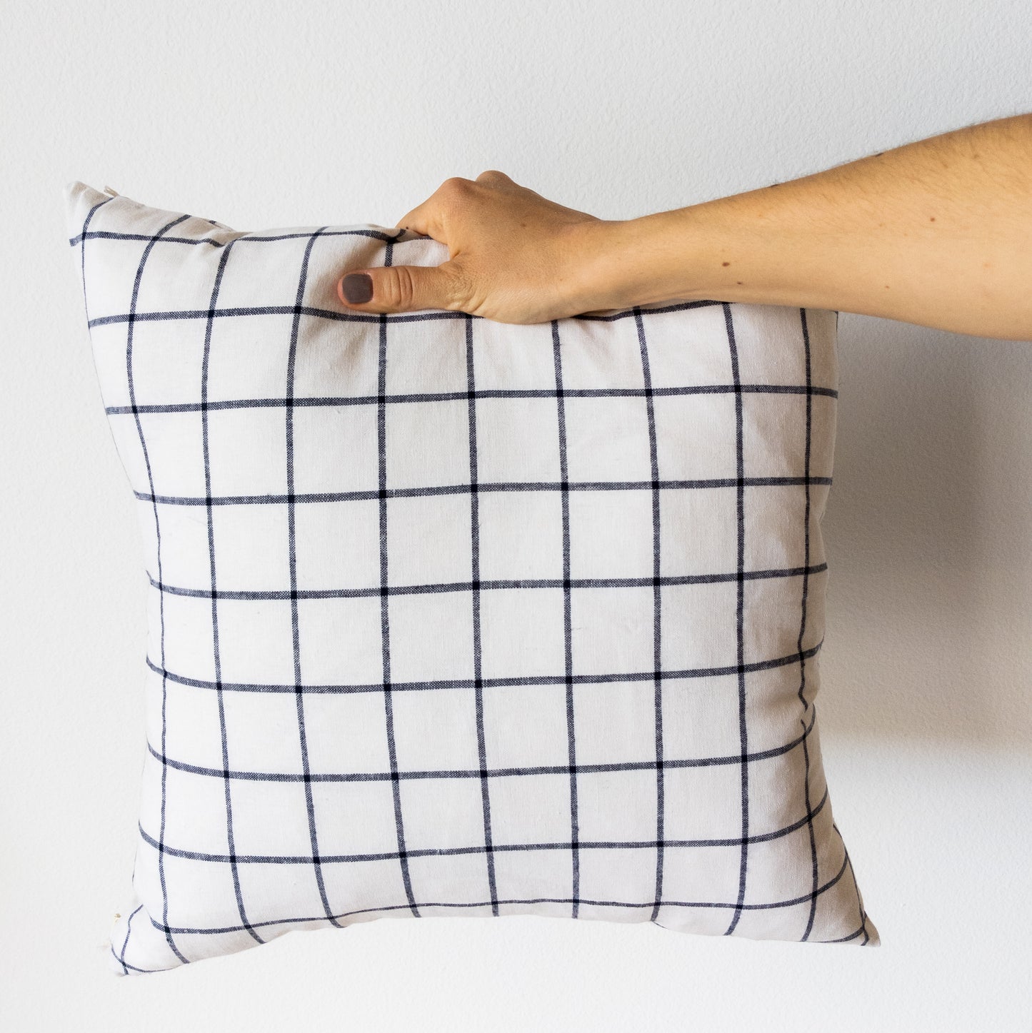 Ivory Black Check Pillow Cover
