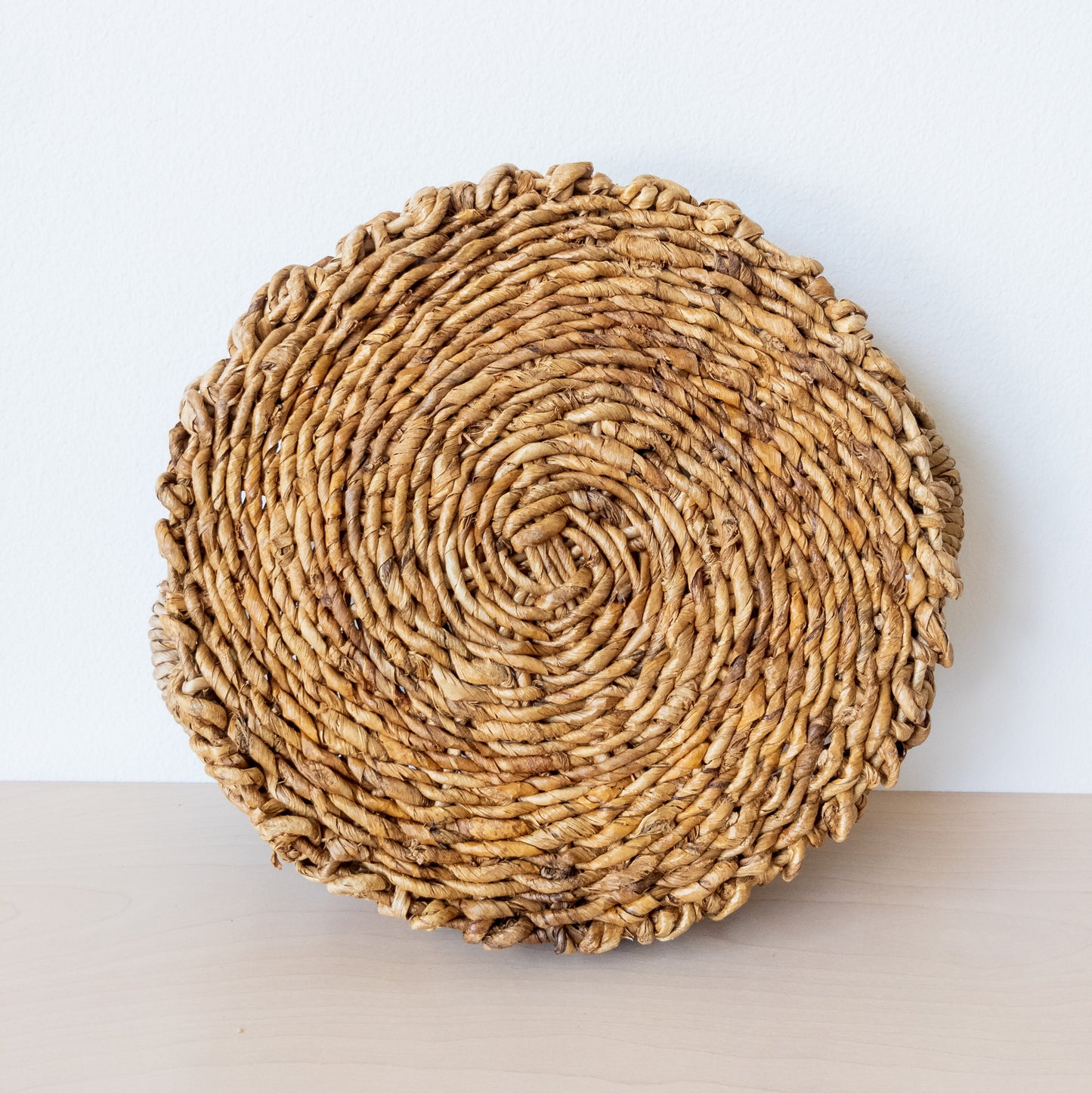 Vintage Chunky Twist Woven Basket with Two Handles