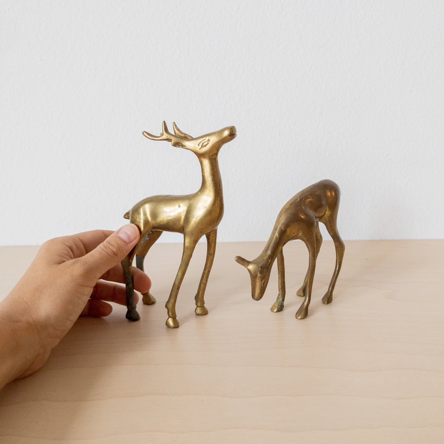 Vintage Pair of Brass Deer Figurines