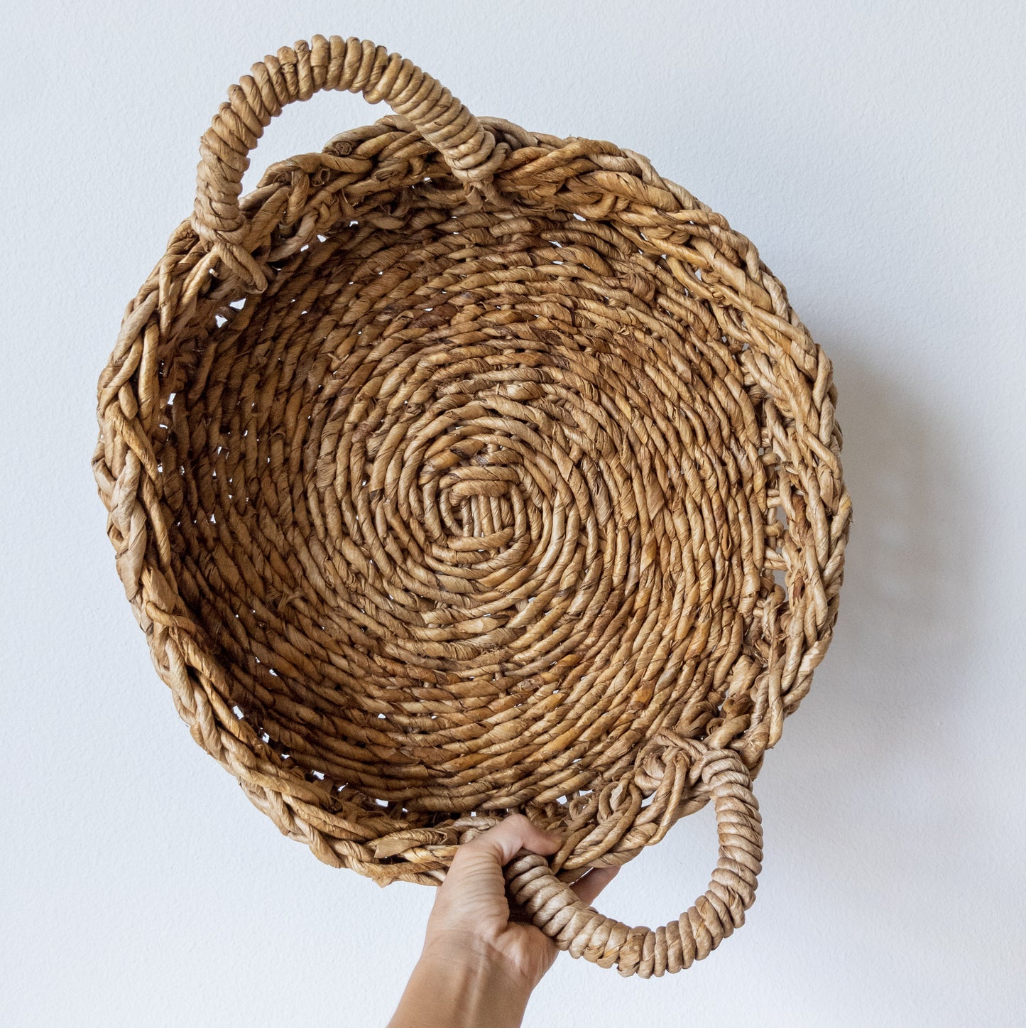 Vintage Chunky Twist Woven Basket with Two Handles