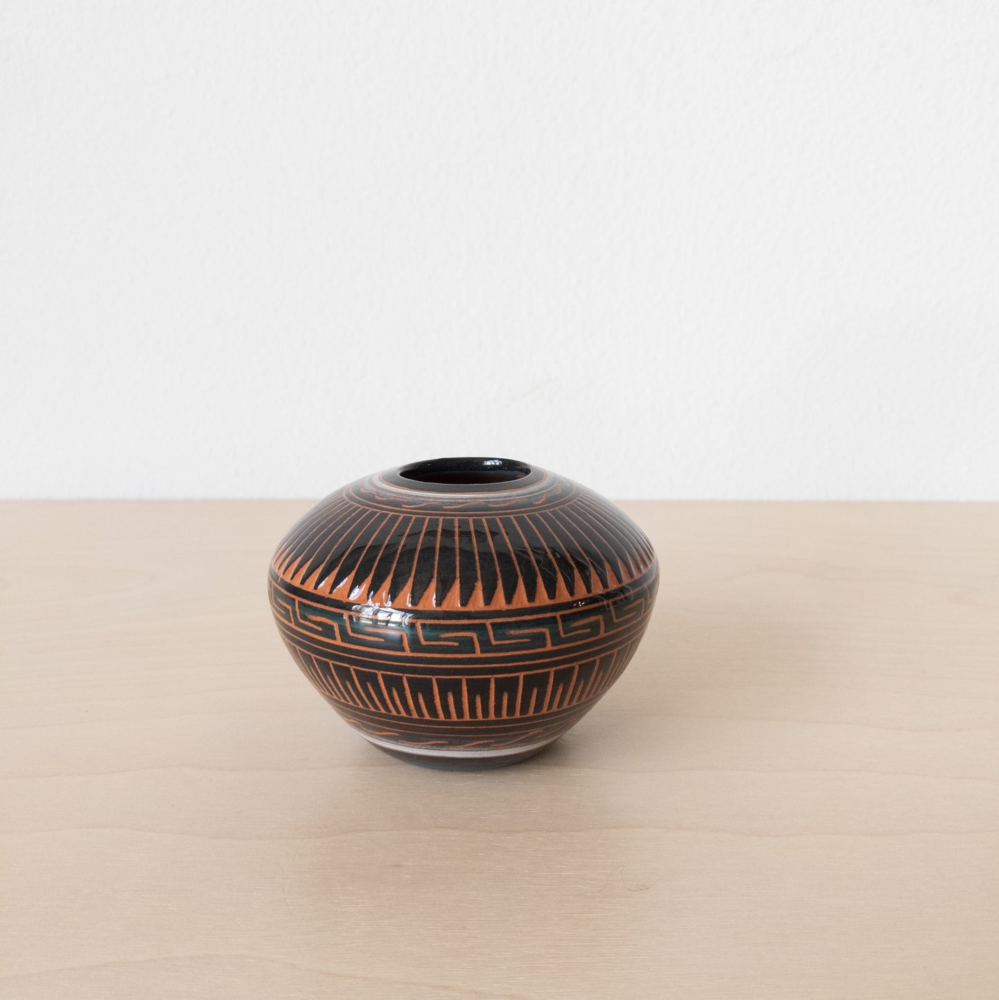 Vintage Studio Pottery Bud Vase with Incised Greek Motifs