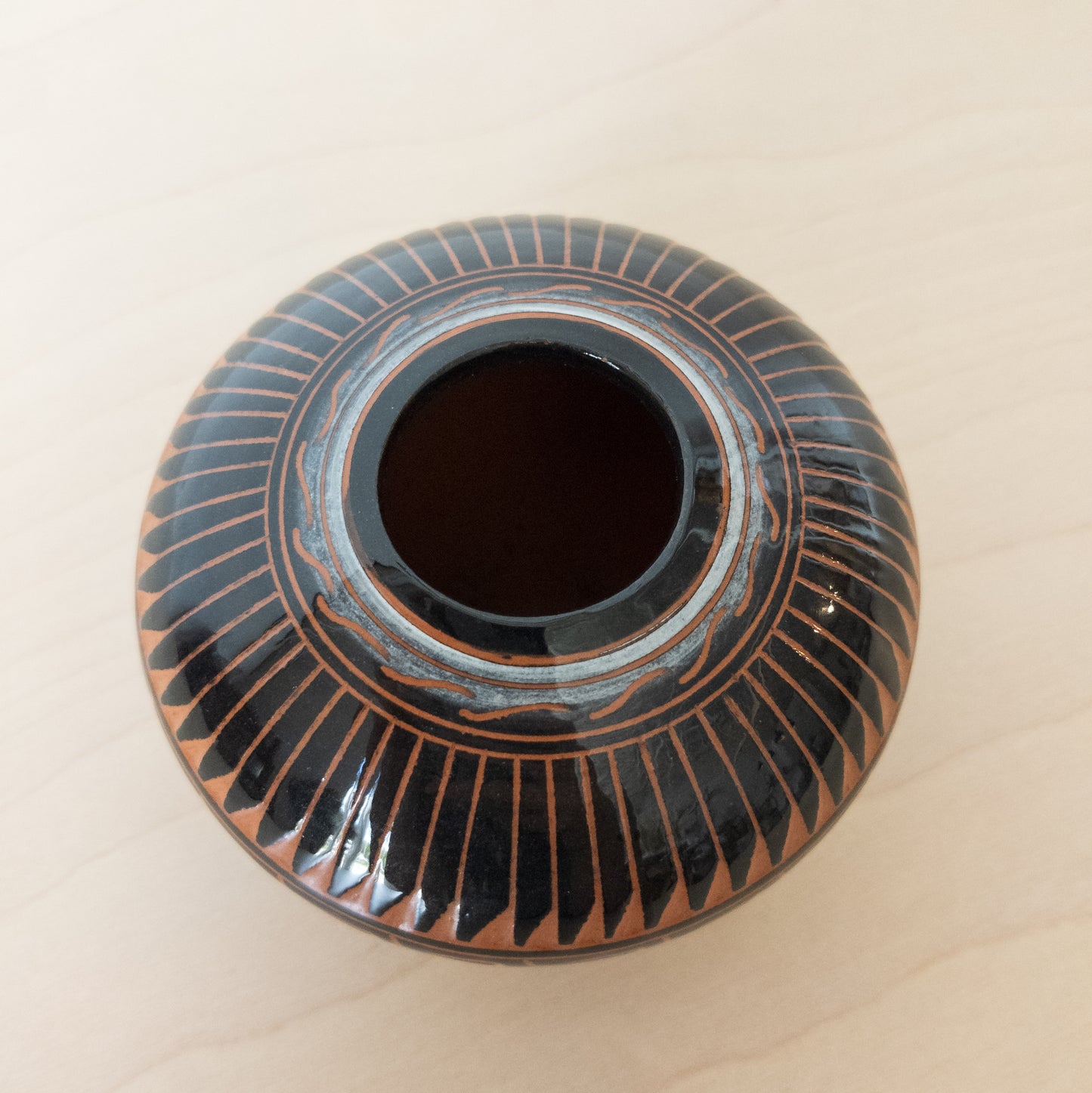 Vintage Studio Pottery Bud Vase with Incised Greek Motifs