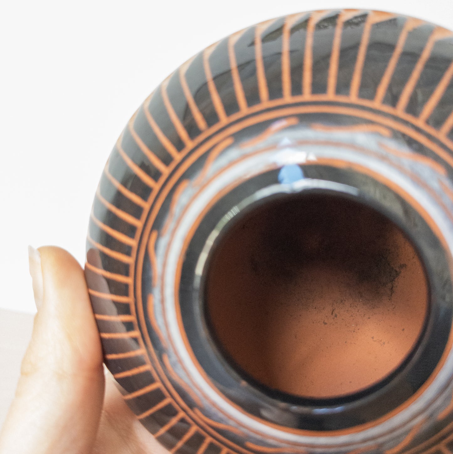Vintage Studio Pottery Bud Vase with Incised Greek Motifs