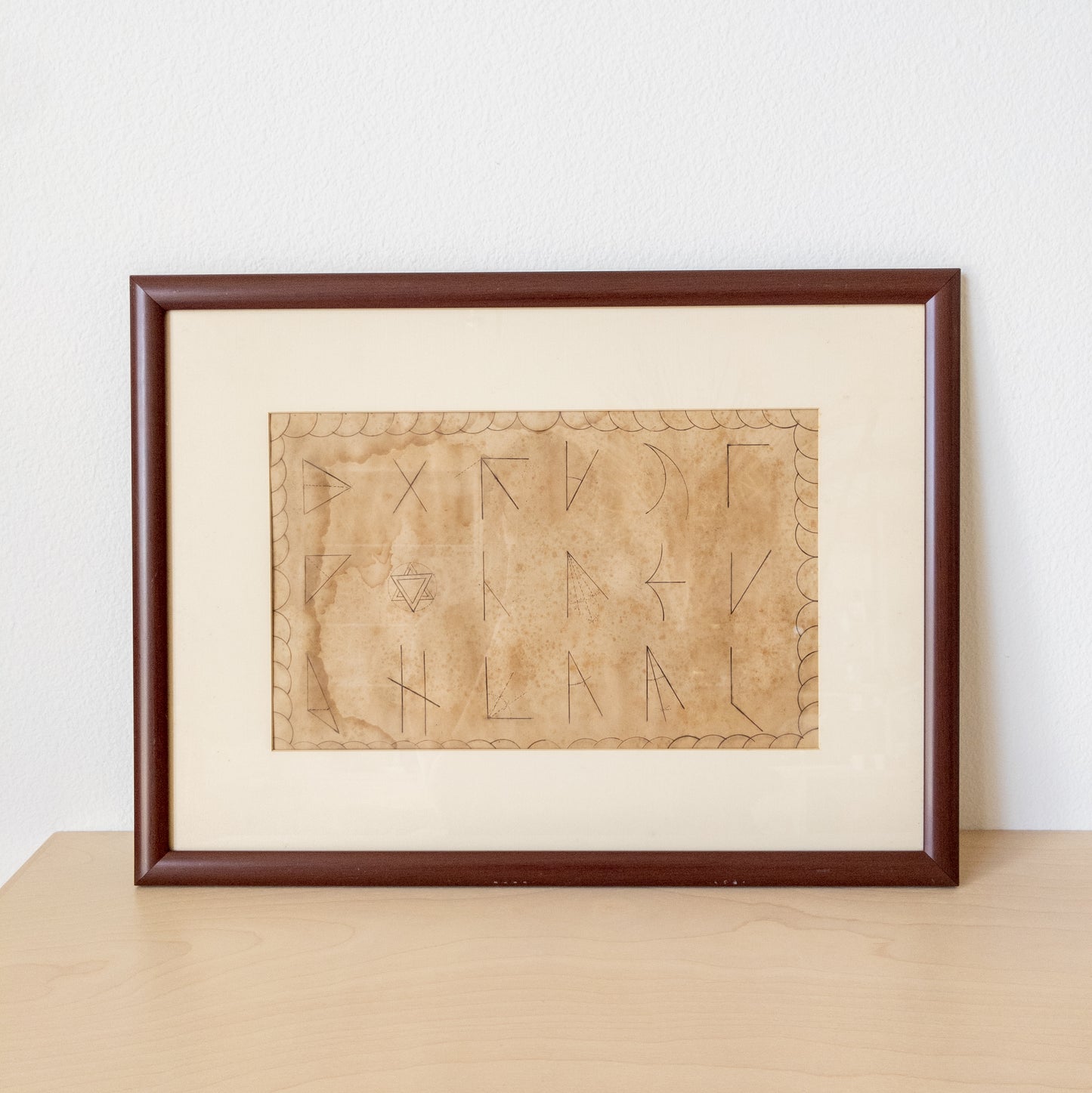 Antique Framed Original Hand Drawn Geometry Lesson