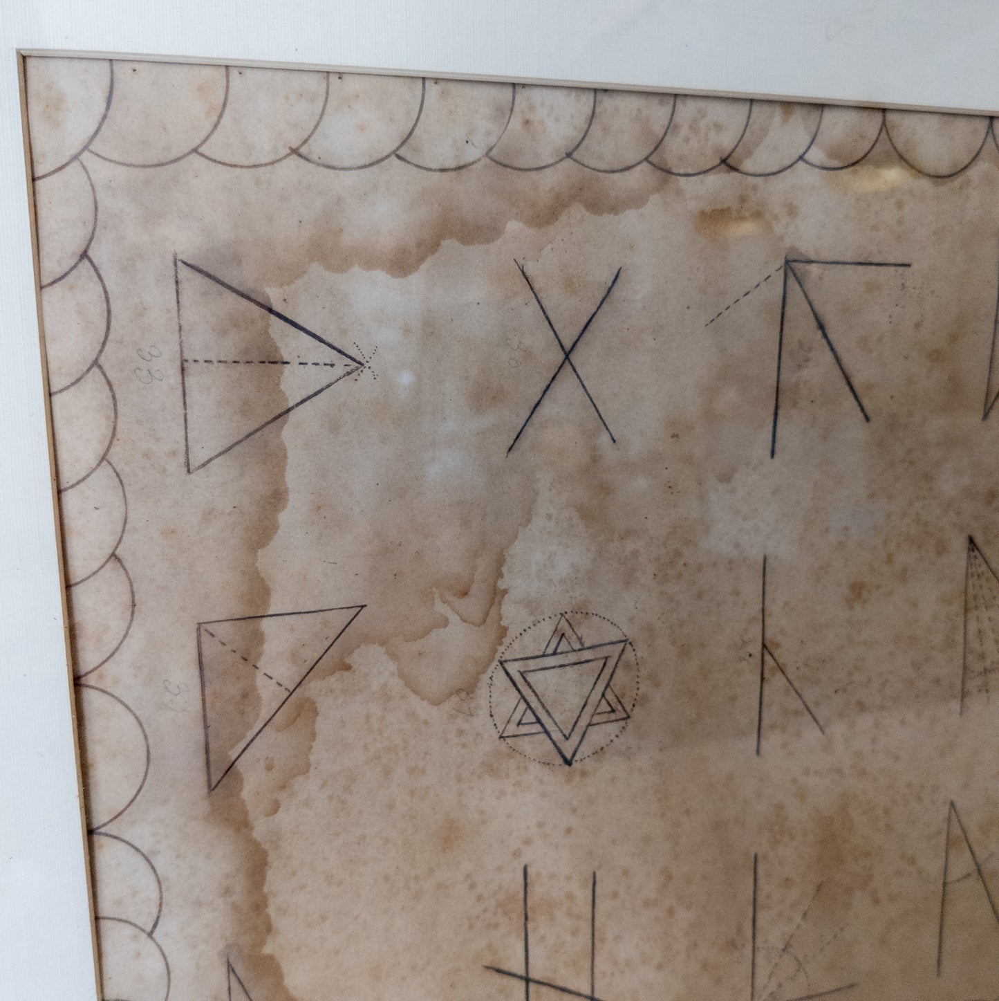 Antique Framed Original Hand Drawn Geometry Lesson