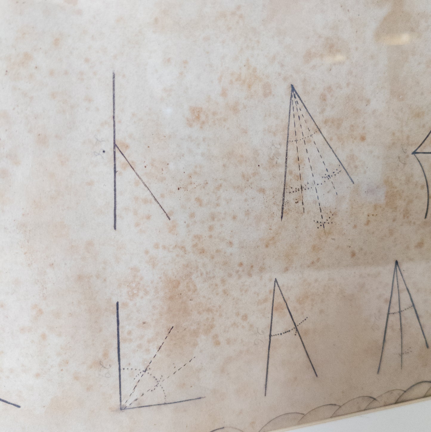 Antique Framed Original Hand Drawn Geometry Lesson