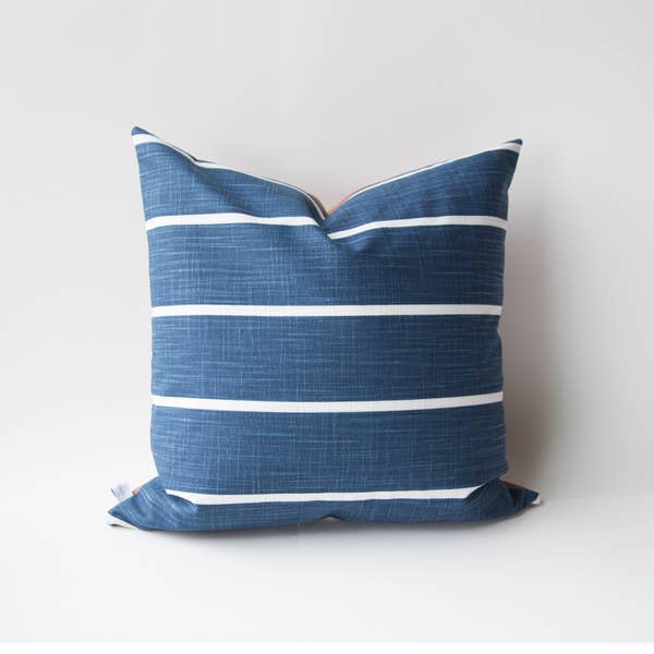 Navy Stripe Pillow Cover