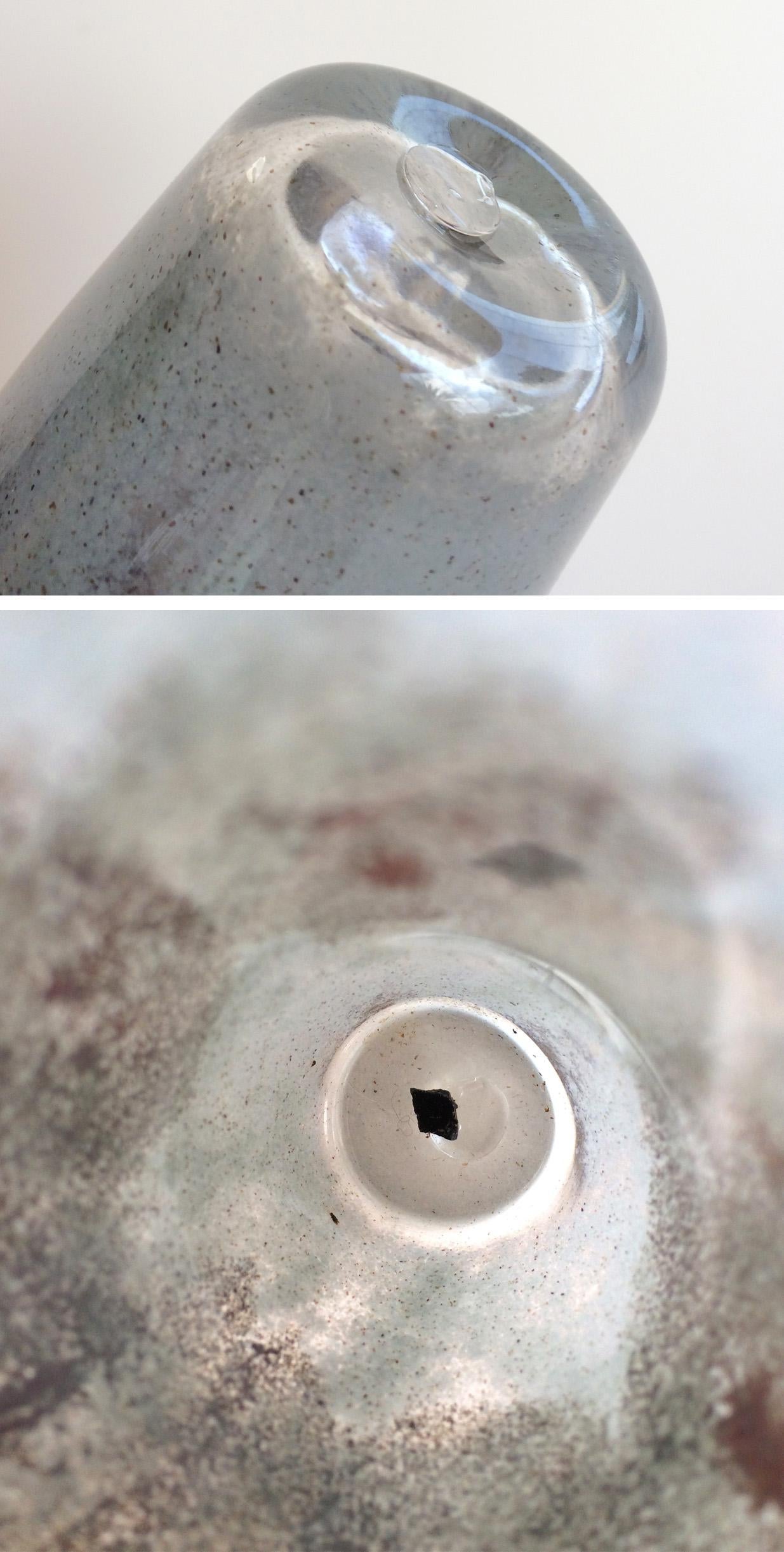 Mid-Century Modernist Handmade Speckled Gray Art Glass Cup Vase