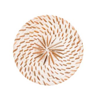 White Rattan Coaster Set