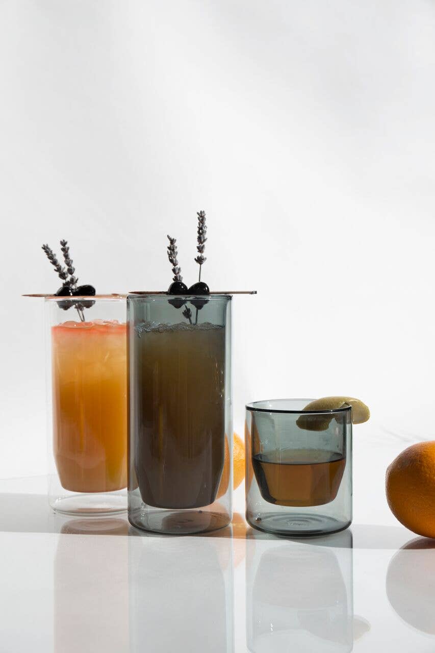 Gray Double-Walled Tall Glass Set