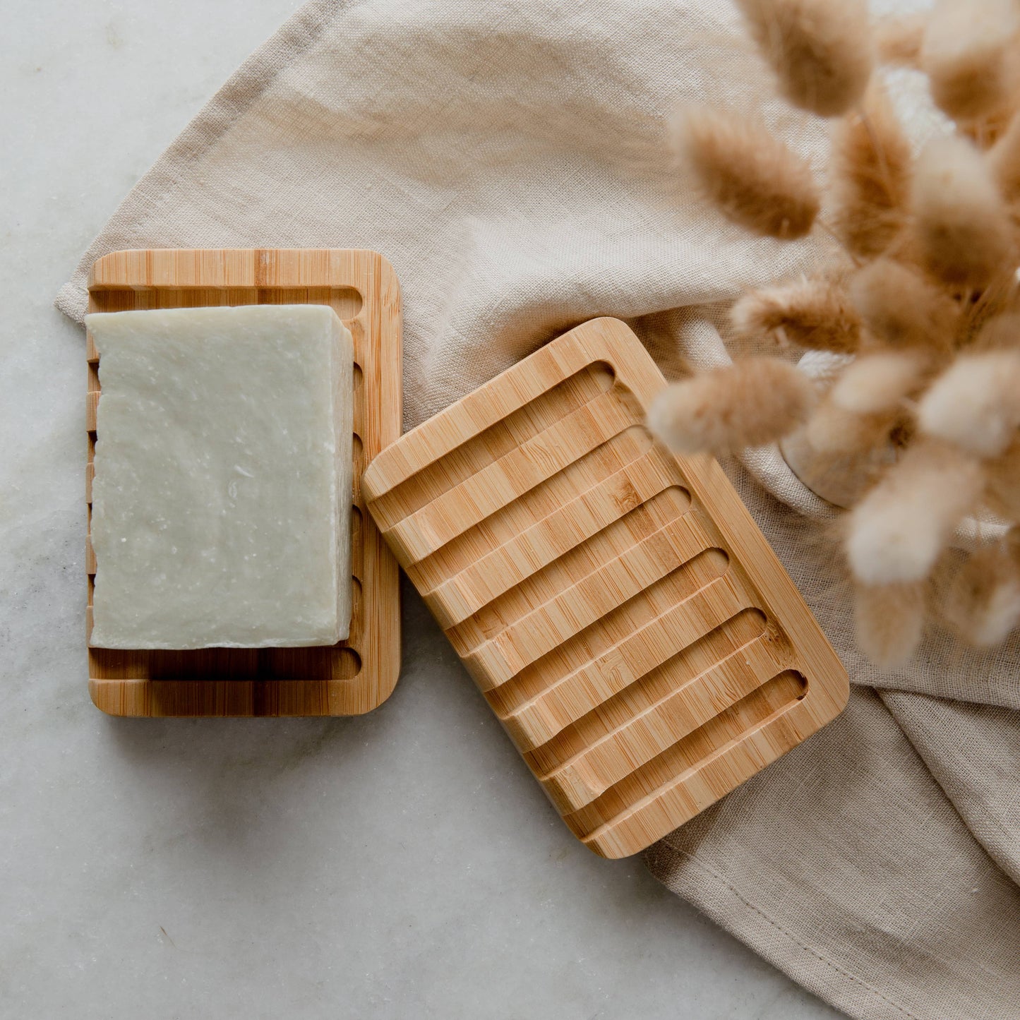 Waterfall Edge Self-Draining Bamboo Soap Dish