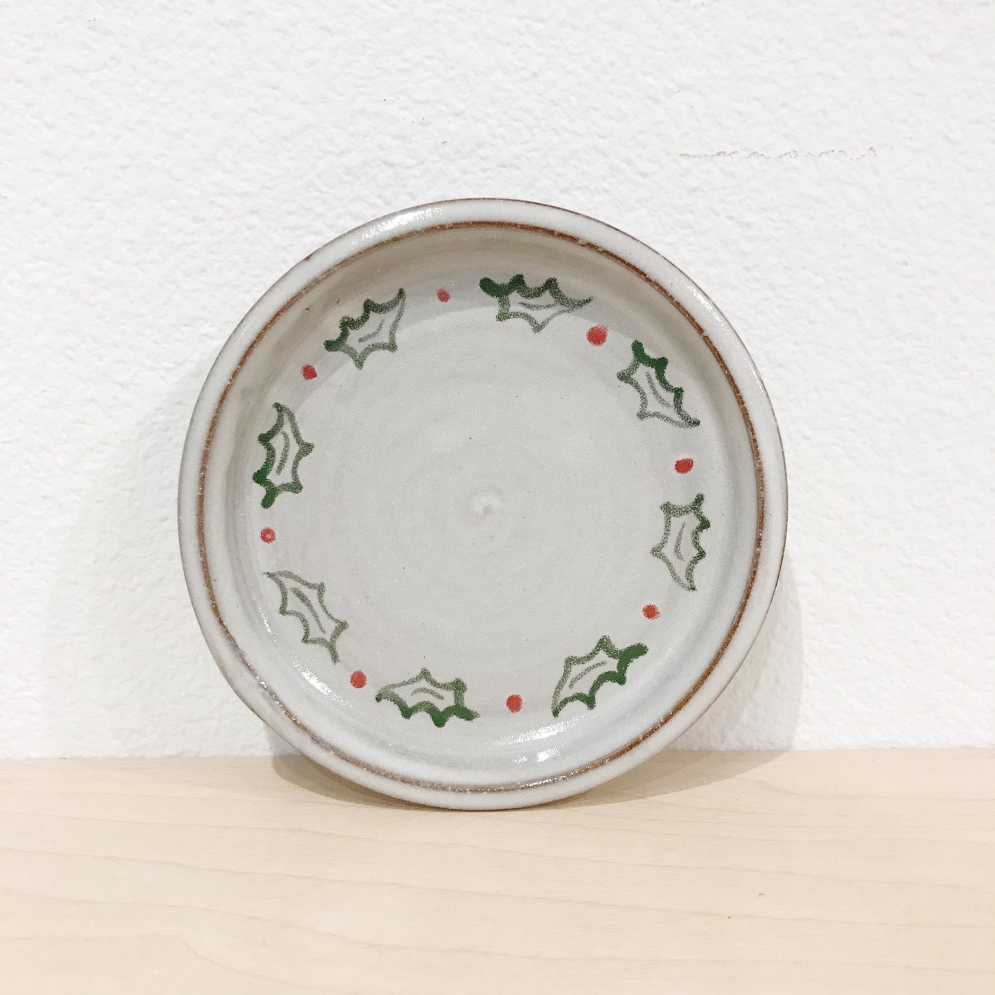 Vintage Small Holiday Stoneware Pottery Plate