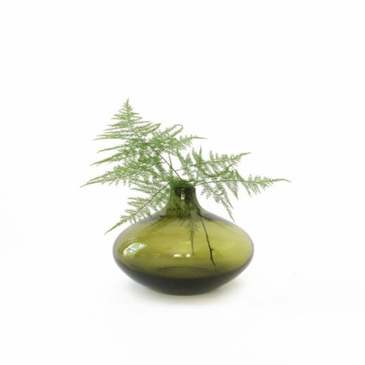 Vintage Mid Century Olive Green Glass Bud Vase