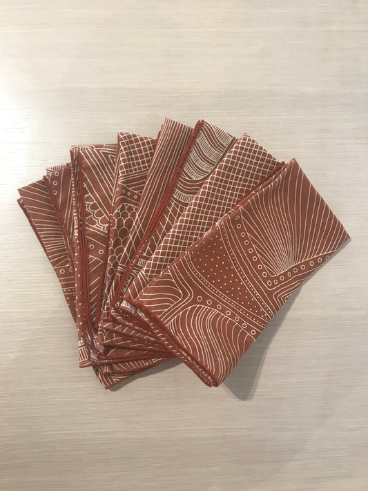 Vintage organic modern dinner napkins s/8 - rust color