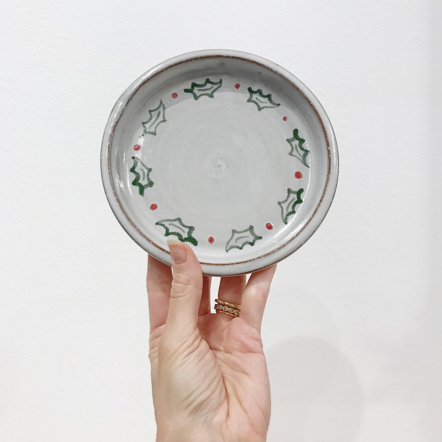 Vintage Small Holiday Stoneware Pottery Plate