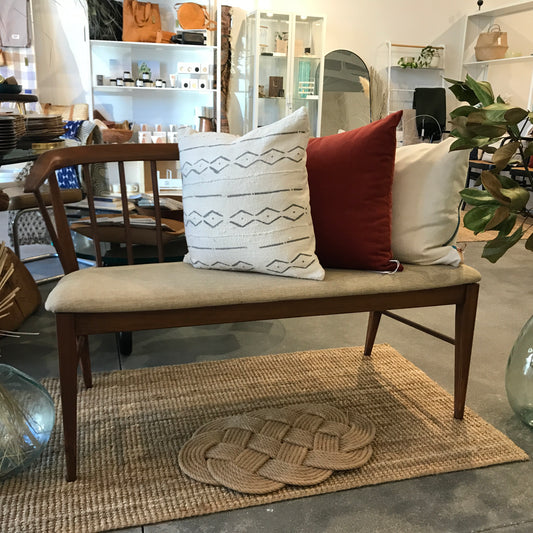 Mid-Century Danish Wood Bench - spindle back Wegner style