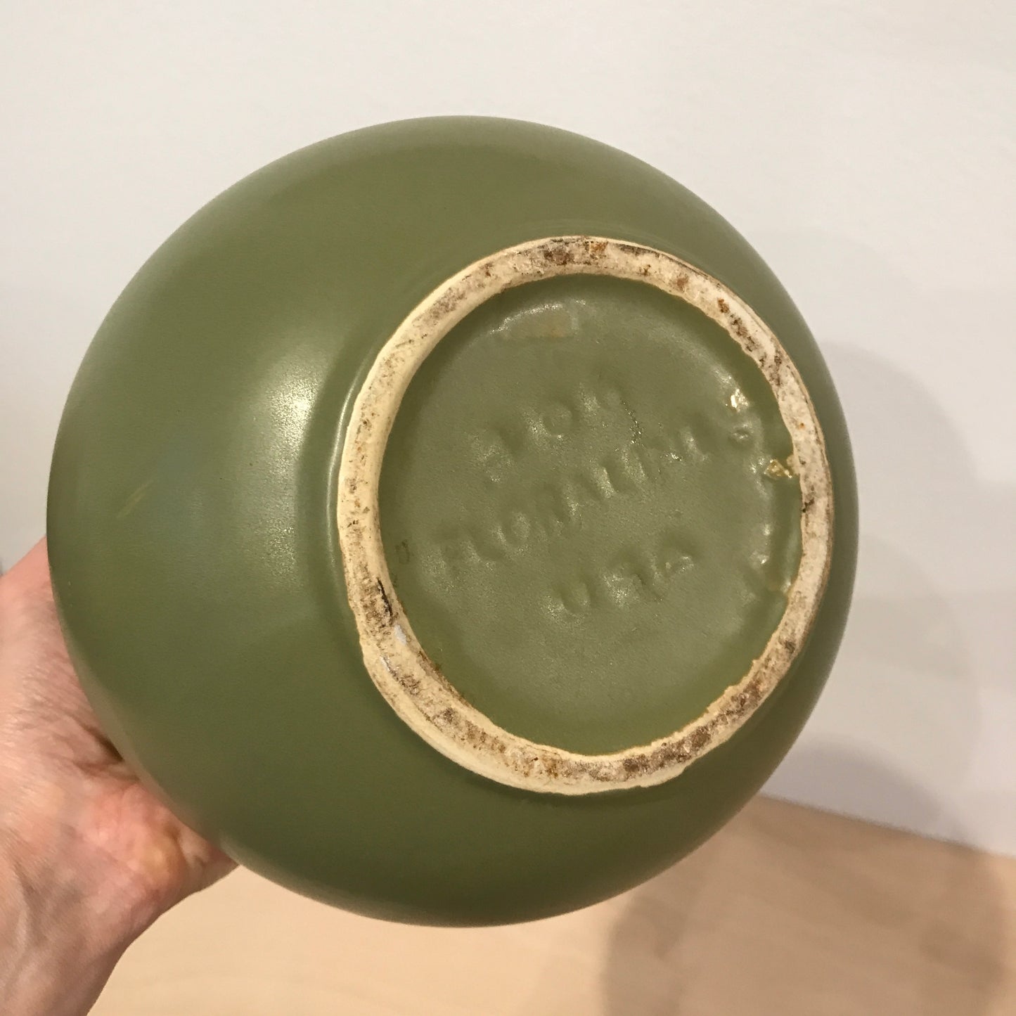 Vintage Green Ceramic Pottery Planter